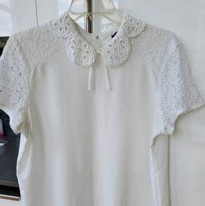 Karl Lagerfeld Off White Blouse lace collar sleeve